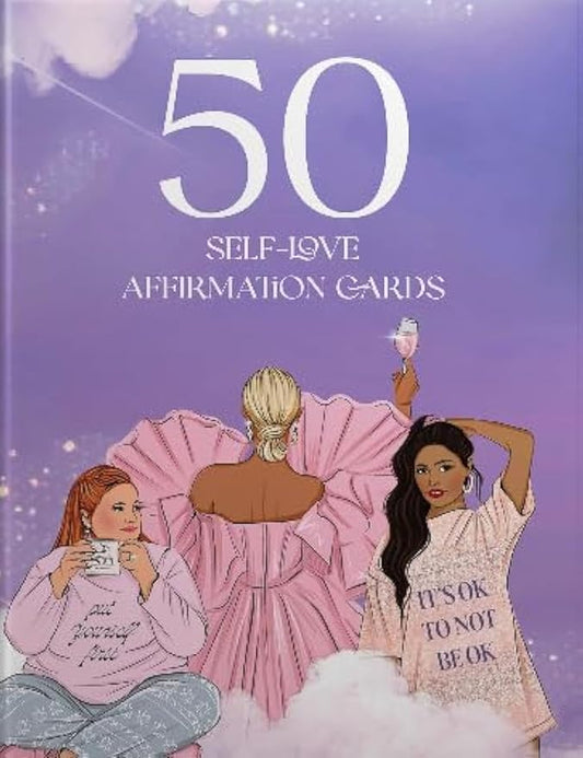 Rongrong Self Love Affirmation Cards For Women - 50 Positive Daily Affirmation Cards Deck Hand-Drawn images, Gift for Women for Self-Discovery, Improvement and Mental Well-Being