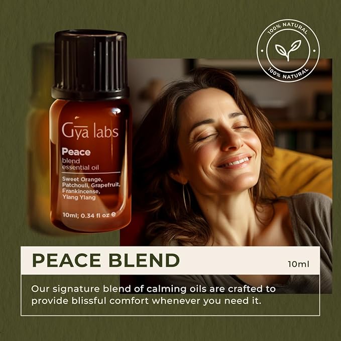 Gya Labs Peace Essential Oil Blend for Diffuser, Aromatherapy, Candle Making & DIY - Ingredients of Frankincense, Grapefruit & Patchouli (0.34 Fl Oz)