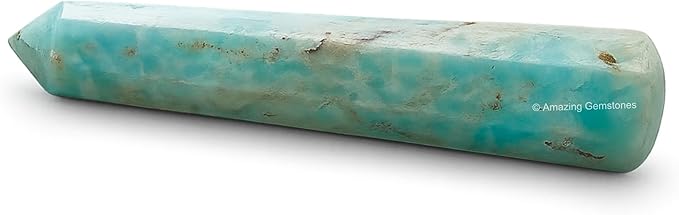 Amazing Gemstone Caribbean Calcite Crystal Wand Massage Stick - Pelvic Wand Gua Sha for Adults - Crystals and Healing Stones Massage Wands for Adults Gifts (Pointed)