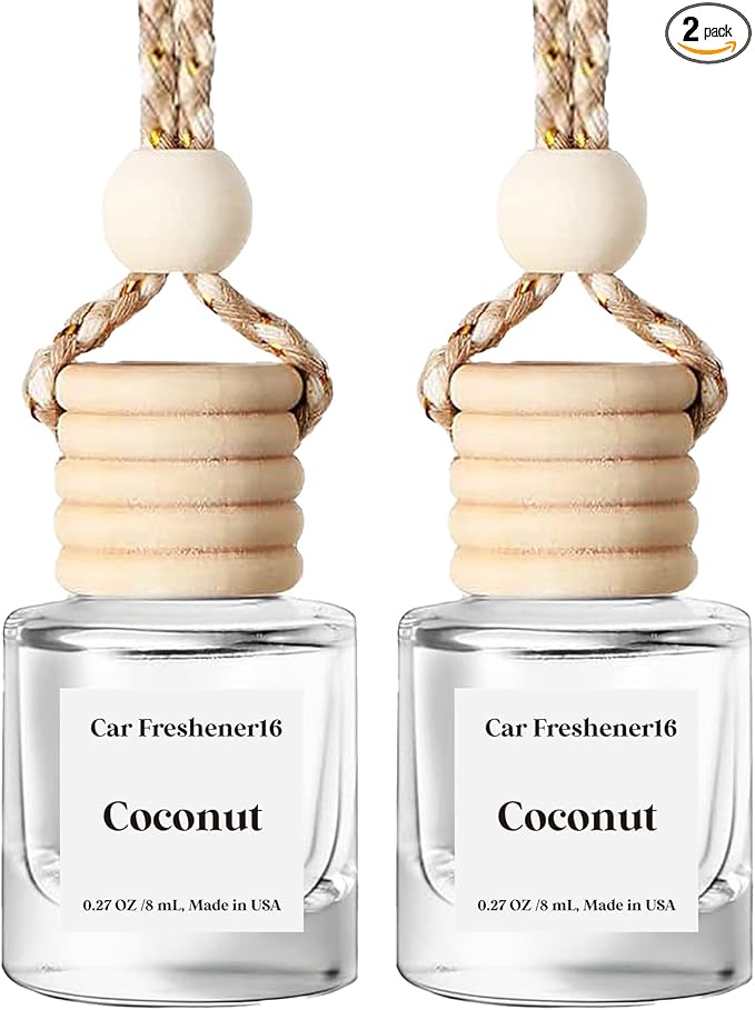 Car Air Freshener Hanging, Car Essential Oil Diffuser,Coconut Cute Car Air Freshener, Car Fresheners Long Lasting, Air Fresheners for Women, Made in USA