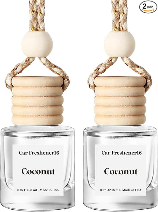 Car Air Freshener Hanging, Car Essential Oil Diffuser,Coconut Cute Car Air Freshener, Car Fresheners Long Lasting, Air Fresheners for Women, Made in USA