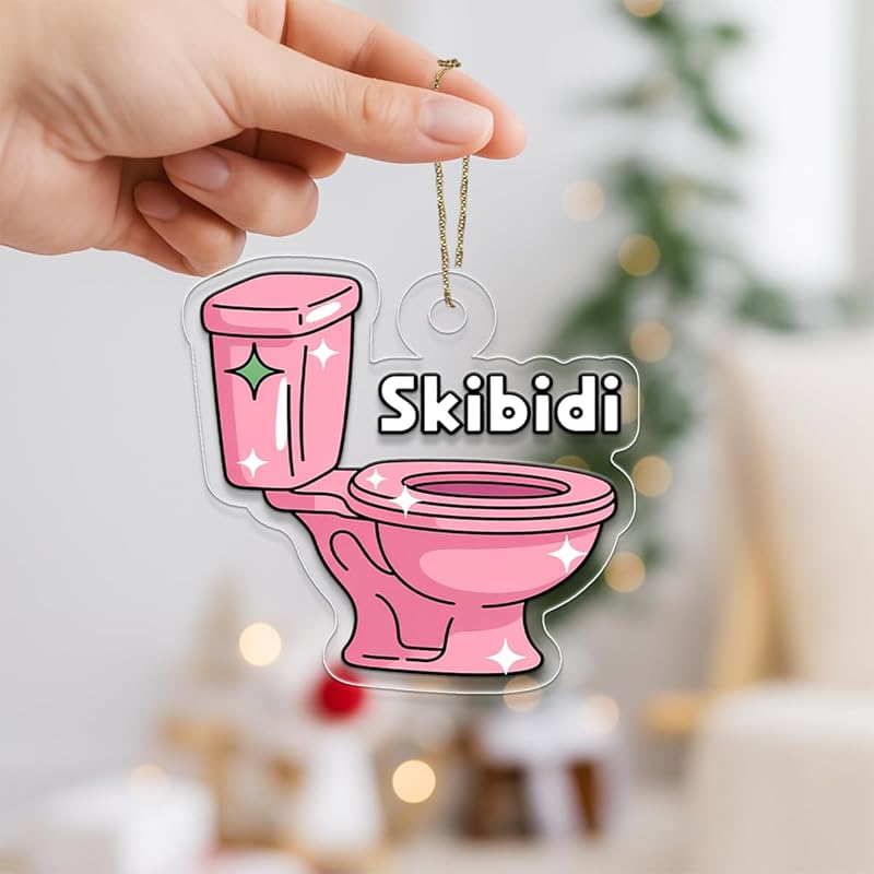 Funny Skibidi Toilet Acrylic Ornament, Toilet Christmas Ornament, Meme Ornament, Gag Gift for Teen Kids, Holiday Decoration Acrylic Ornament – Personalized Christmas Tree