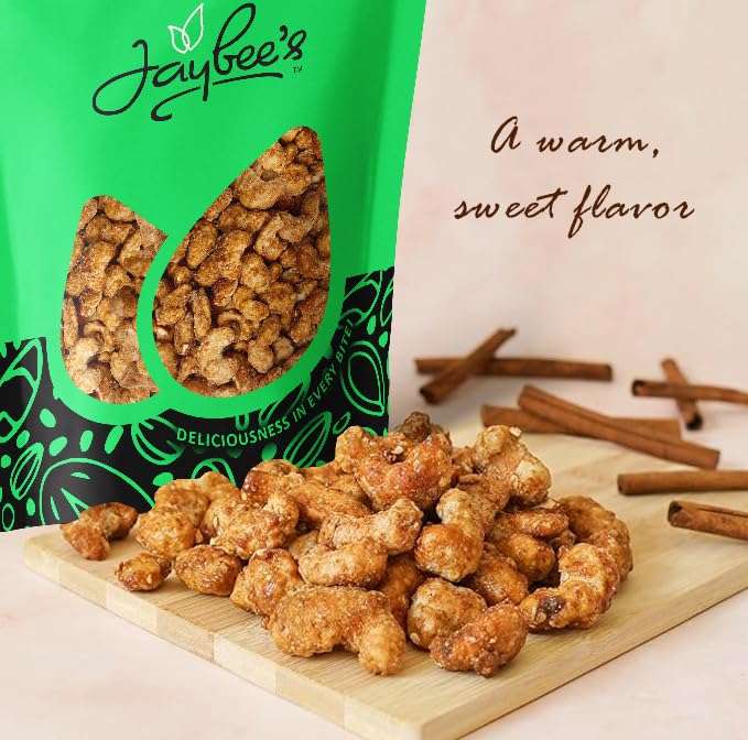 Cinnamon Toffee Cashews 2 Pound Resealable Bag | Kettle Cooked, Flavored Nuts | Sweet & Crunchy Snack | Gourmet Fall & Holiday Treat | Perfect for Gifting, Entertaining, and Baking | Jaybee's