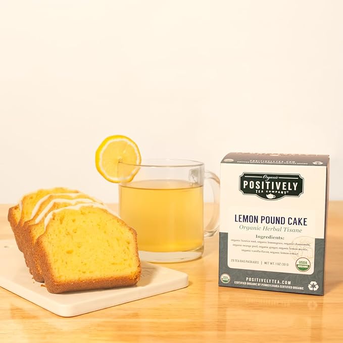 Organic Positively Tea Company, Lemon Pound Cake, Herbal Tea Bags, 20 Count