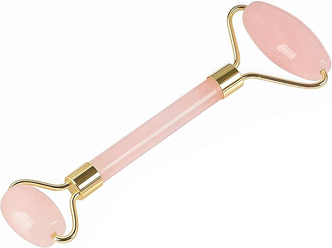 LZLRUN Rose Quartz Jade Roller Real Jade Gua Sha Board Mushroom Massager Face Lifting Tool Facial Guasha Massage Tool (Roller)