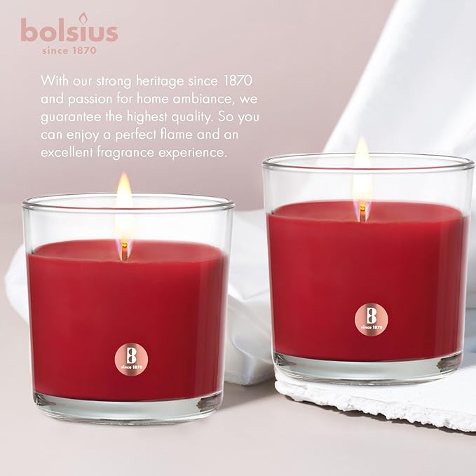 Bolsius Pomegranate Scented Candle - Long-Lasting, 43+ Hours Burn - Natural, Clean-Burning, Large 8oz Jar