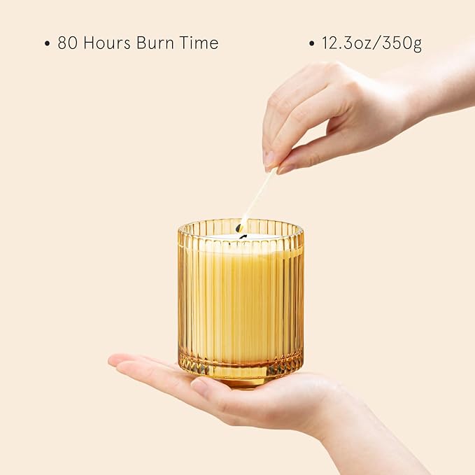 LA JOLIE MUSE Sandalwood & Patchouli Scented Candle, Candles for Home Scented, Luxury Glass Jar Candles for Gift and Home Decor, 80 Hours Long Burning, 12.3oz