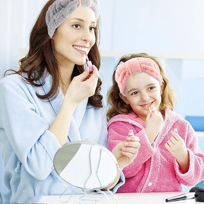 4 Pack Microfiber Towel Headbands for Washing Face, Spa & Skincare for Women (Coffee, Flesh Pink, Grey, Bright Red)