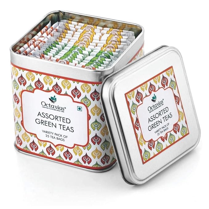 Octavius Tea Variety Pack – 25 Teabags | 3 Assorted Green Teas | Premium Green Tea Sampler | Refreshing & Healthy Tea Pack | Pack of 1