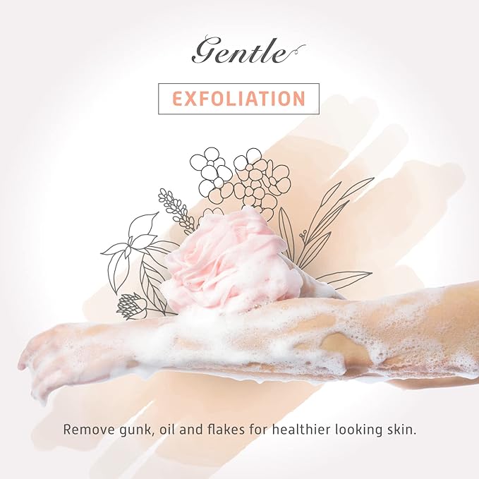 Spongentle Premium Deep Cleansing Loofah Sponge for Radiant Skin, Pack of 4, Bath and Shower, Exfoliating Body Scrubber, Beautiful Colors for Women and Men