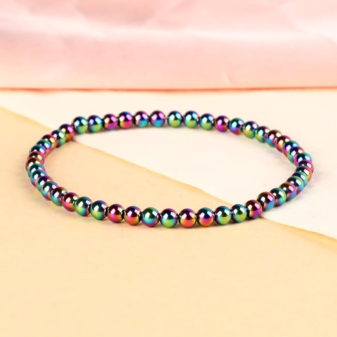 LPBeads Handmade Natural Gemstone Stretch Elastic Bracelet Healing Crystal Round Stone Beads Jewelry Gifts for Women Men