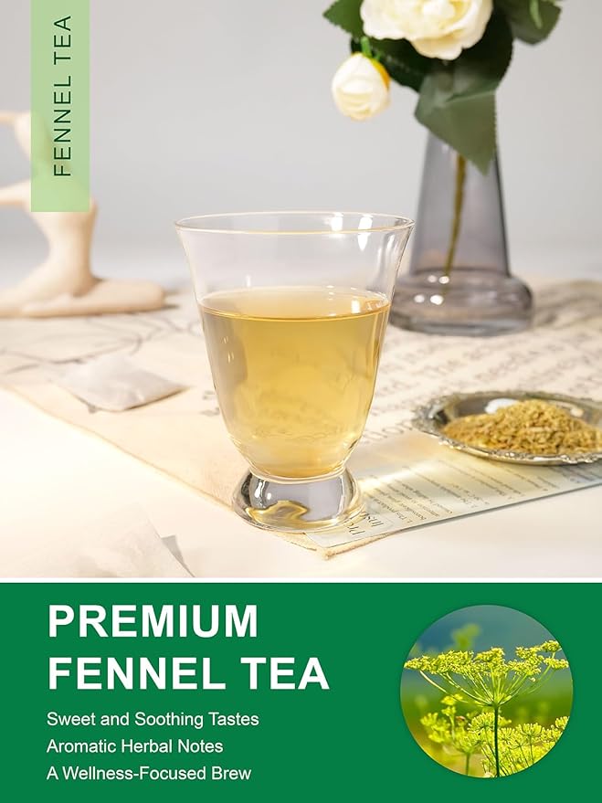 TeeLux Fennel Tea Bags, Pure & Natural Fennel Seeds Herbal Tea, Smooth & Light Spicy Flavor, Caffeine Free, 100 Count