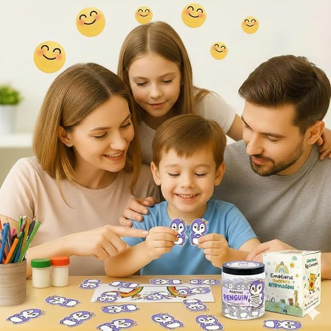 60 Positive Penguin Cards Jar, Affirmation Cards for Women, Emotional Support Penguins, Penguin Gifts for Women, Mom, Penguin Gifts, Penguin Themed Gift, Purple Gift for Girls