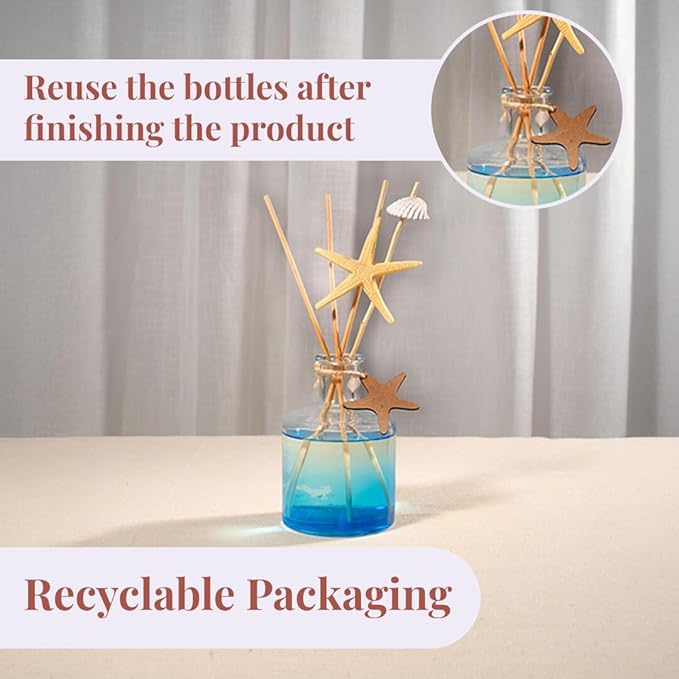 Folkulture Reed Diffusers for Home, 5 oz | Bathroom Decor, Beach Scent Diffuser Oil with Sticks for Living Room, Office, Desk| Natural Essential Oils | Housewarming Gifts | Home Fragrance Products