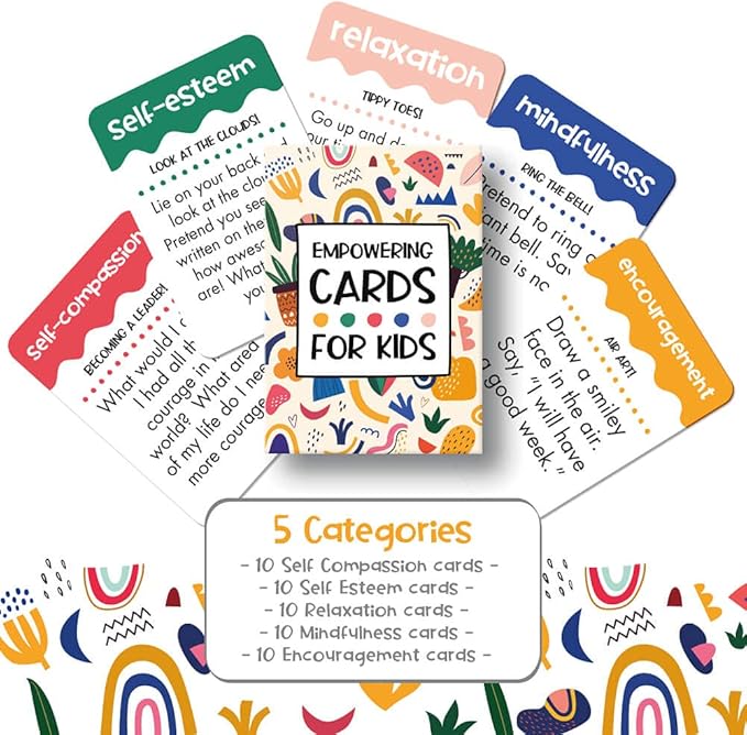 Empowering Cards for Kids - Teaches Mindfulness, Affirmations, Self Esteem, Relaxation & More