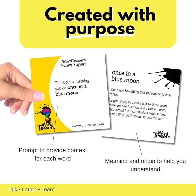 ? WORD TEASERS Funny Sayings Conversation Cards - Conversation Starters for Families - Funny Sayings Idioms Game - Funny Flash Cards & Literary Game for Kids & Adults Ages 8+ - 150 Questions