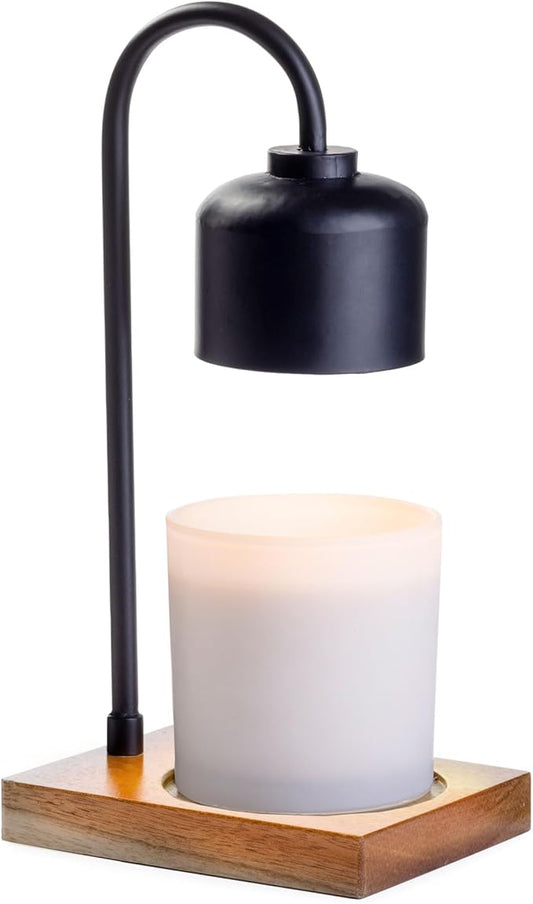 Candle Warmers Etc. Black & Wood Arched Lamp – for Top-Down Warming & Flame-Free Fragrance
