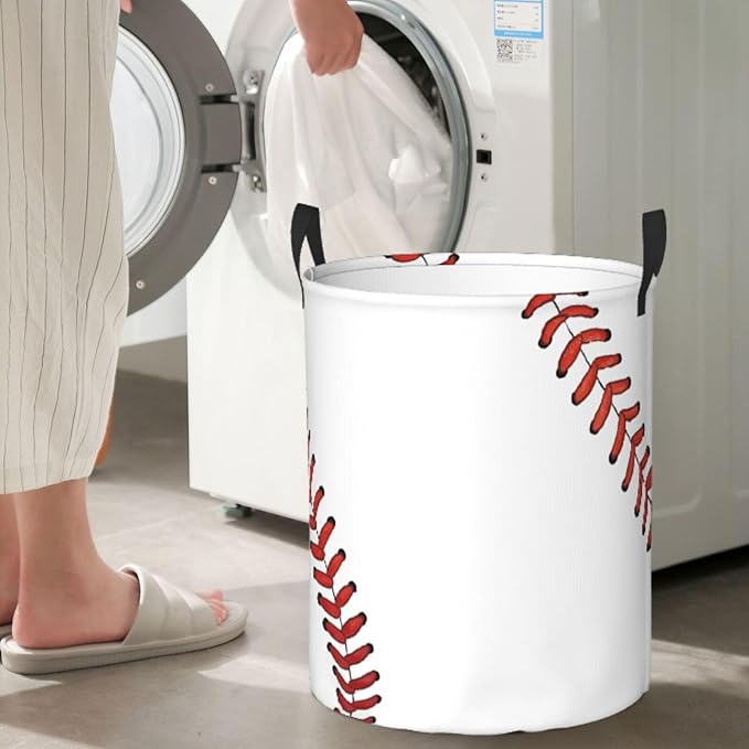 Laundry Basket Baseball Ball Collapsible Large Capacity,Dirty Clothes Basket Durable Lightweight Hamper With Handles Ideal For Clothes,Toys Home Organization19.6"L x 15.7"W,63L