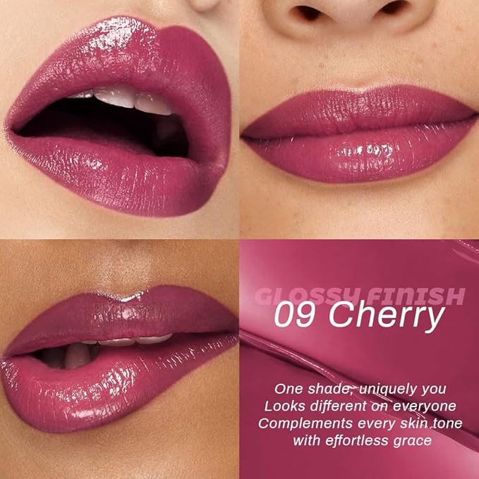 Kaely Cherry Honey Glossy Lipstick for Women, Moisturizing Shine Lipstick for Dry Lips, Hydrating Nourishing Tinted Lip Balm, Sheer Lightweight Lip Gloss Stain Makeup, Vegan & Cruelty-Free, 09