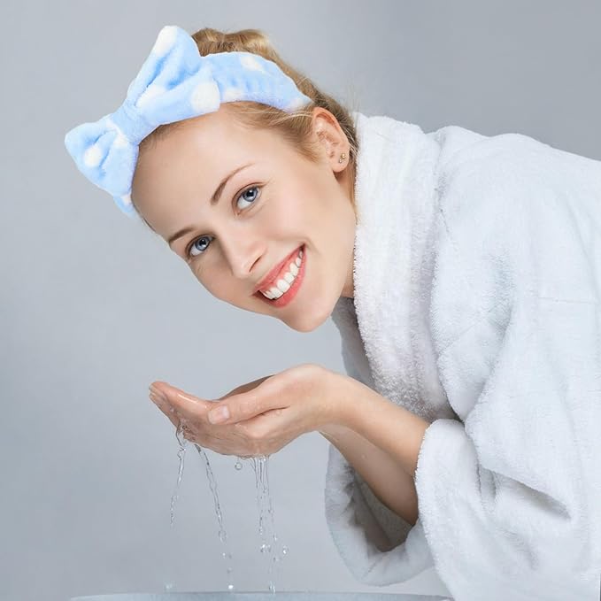 8 Pack Spa Headband for Washing Face Stocking Stuffers Skincare Headbands Bulk for Women Girls Soft Coral Fleece Hairband Cute Bow Headbands for Washing Face Makeup