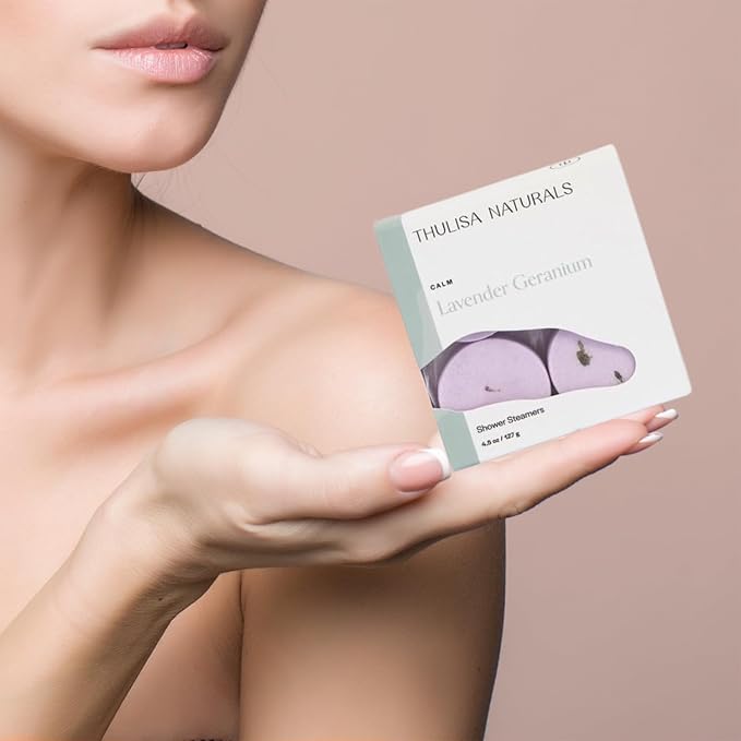 Thulisa Naturals Lavender Shower Steamers Aromatherapy | Organic Shower Bombs with Essential Oils | Self Care Christmas Birthday & Spa Gifts for Women & Men | Stocking Stuffers | 4 Pack