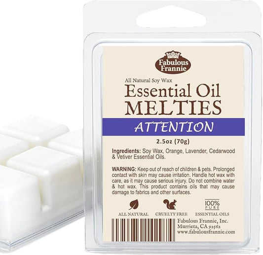 Fabulous Frannie Attention Natural Soy Candle Meltie/Tart/Melts with Pure Cedarwood, Lavender, Orange and Vetiver Essential Oils 2.5oz