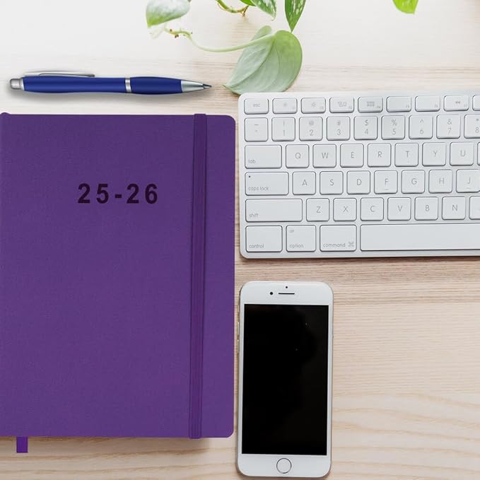 2025-2026 Planner - Weekly and Monthly Planner, Oct 2025 - Dec 2026, Vegan Leather Cover, Elastic Closure, 8.5"x11", Purple