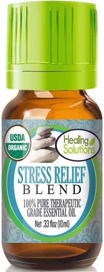 Healing Solutions Oils Blends 10ml - Stress Relief Blend Organic Essential Oils for Diffuser 0.33 Fluid Ounces