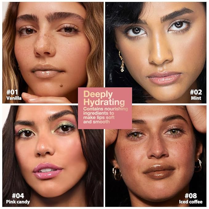 4Pcs Tinted Lip Balm Serum Makeup, Squeeze Hydrating Tint Lips Balms Serum Cosmetic, Women Care Glossy Nourishing Plumping Lip Stain Gloss Lipstick Suitable for dry lips, Set03(01#+02#+04#+08#)