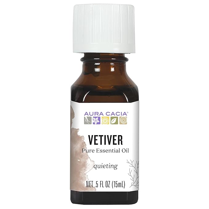 Aura Cacia Pure Vetiver Essential Oil | 0.5 fl. oz. | Vetiveria zizanioides