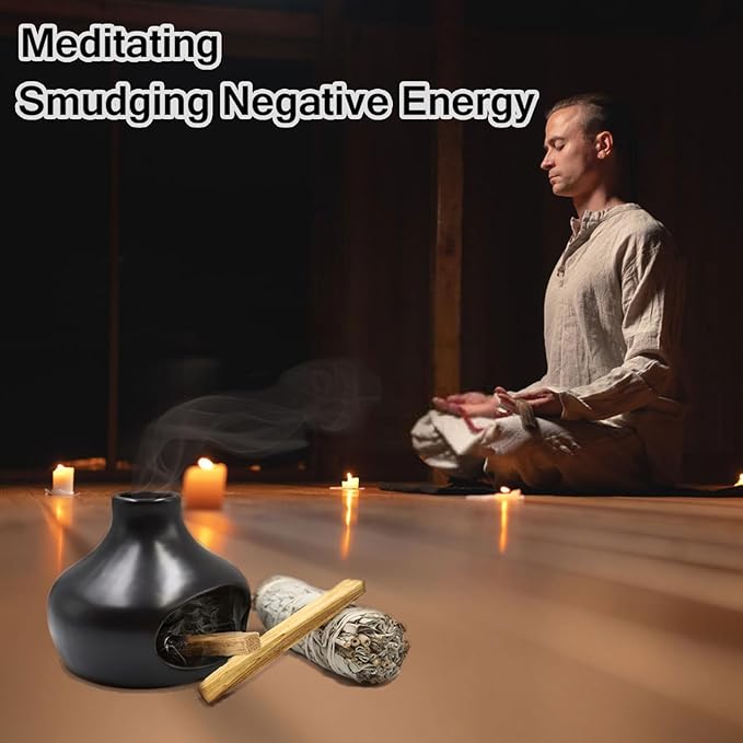 Palo Santo Holder, Incense Burner Zen Decor, Smudge Bowl for Meditation Yoga, Chimeneas Incense Holder, Handmade Ceramic Incense Holder Ash Catcher