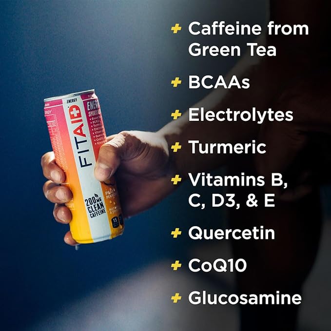 LIFEAID FITAID Energy Drink, 200mg Natural Caffeine, Keto, 15 Calories, Variety Pack, BCAAs, Quercetin, Electrolytes, Omega-3s, Paleo, Vegan & Gluten-Free, 12-oz. cans (Pack of 24)