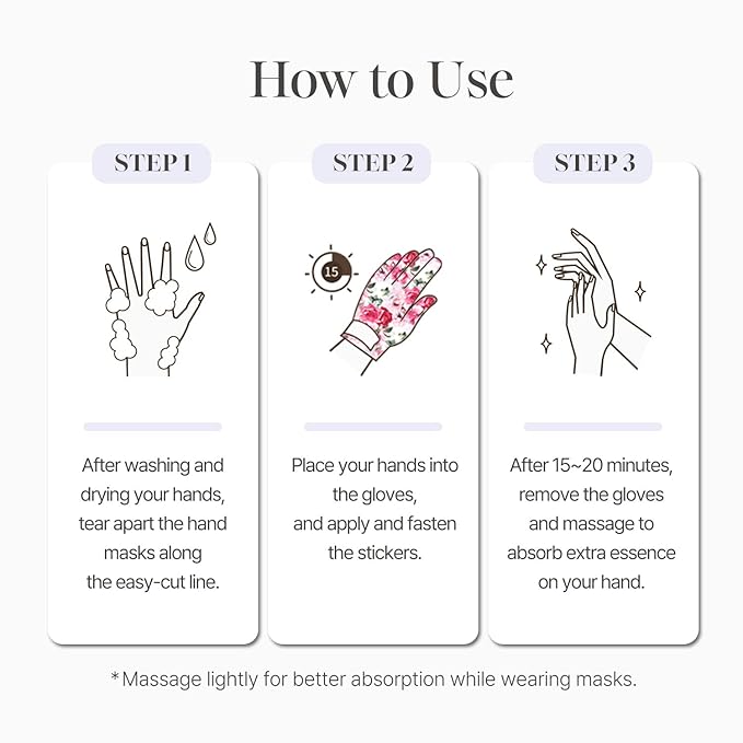 Koelf Rose Petal Satin Hand Mask (10pairs) - Intensive Nourishing, Moisturizing Gloves, Rose Scented Hand Repair Masks with Peptide, Collagen, Shea Butter for Silky Smooth Skin, Hand Treatment