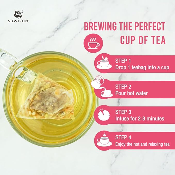 Suwirun Organic Lemongrass Tea 25 Bags – Product of Thailand – Citrusy & Refreshing Herbal Tea, Caffeine-Free, No Calories, Soothes Throat & Aids Digestion, Enjoy Hot or Cold