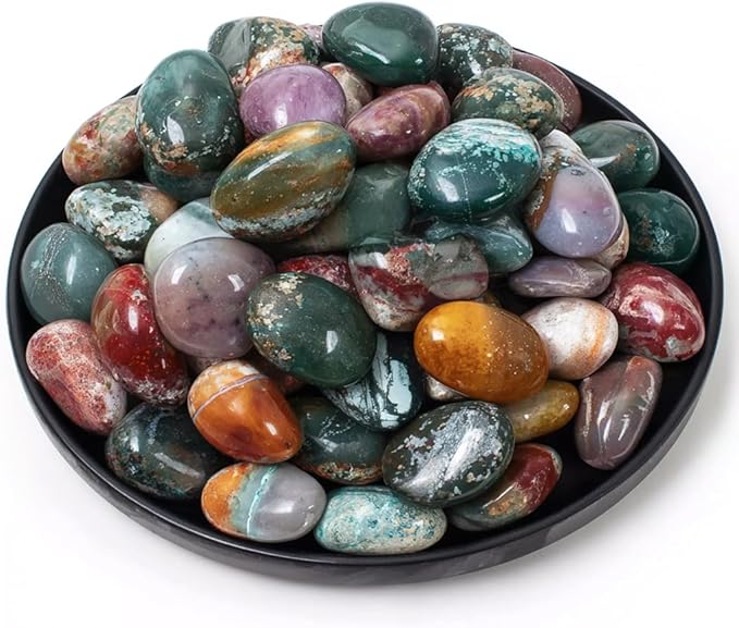 Ocean Jasper Healing Crystal Stone Set - 24 Pieces, 0.6" Natural & Polished Stones for Healing, Meditation, Reiki, Chakra, Crafting & Decoration
