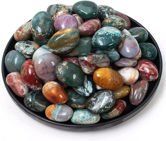 Ocean Jasper Healing Crystal Stone Set - 24 Pieces, 0.6" Natural & Polished Stones for Healing, Meditation, Reiki, Chakra, Crafting & Decoration