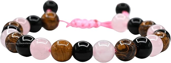 Natural Healing Crystal Bracelet for Women - Mens Bracelet Energy Balancing Gemstones Set - Adjustable Stone Bead Bracelet for Men and Women - Chakra Crystal Therapy Accessory, Meditation