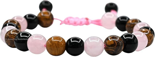 Natural Healing Crystal Bracelet for Women - Mens Bracelet Energy Balancing Gemstones Set - Adjustable Stone Bead Bracelet for Men and Women - Chakra Crystal Therapy Accessory, Meditation