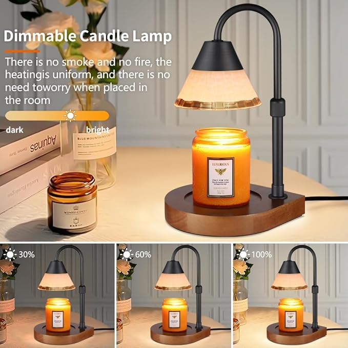 Candle Warmer Lamp with Timer, Dimmable Electric Candle Warmer,Candle Melter for Scented Candles Top-Down Candle Melting,Home Decor Mothers Day Birthday Gifts for Women Mom Grandma(White Glass)