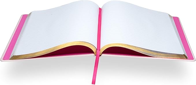 Eccolo Large Lined Journal Notebook, Hardbound Cover, Writing Journal, 256 Ruled White Pages, Gilded Edges, Ribbon Bookmark, Lay Flat, Desk Size for Work or School (Pink, 8x10 inches)