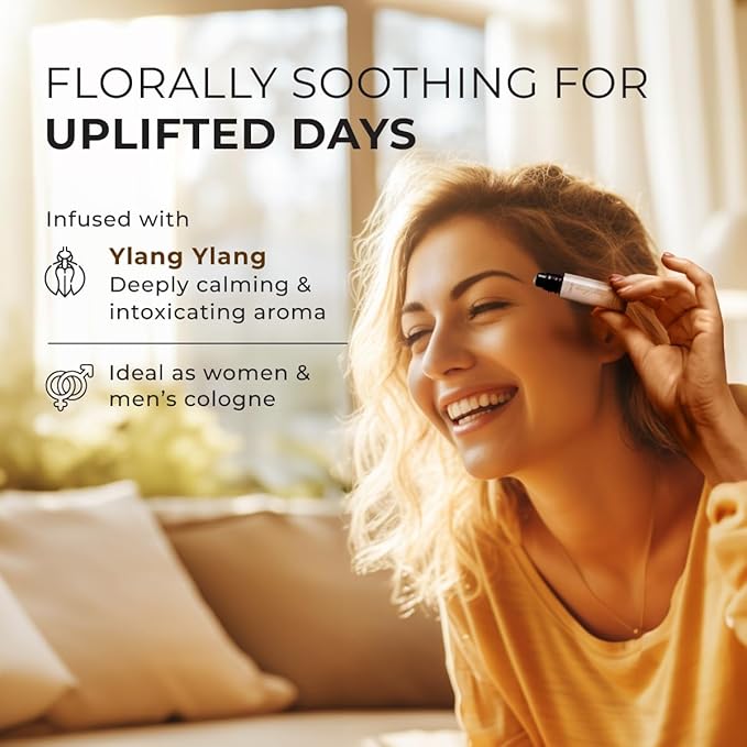 Gya Labs Ylang Ylang Essential Oil Roll On - 0.34 Fl Oz - Travel Size Roller for Camping, Skin, Aromatherapy Relief, Convenience