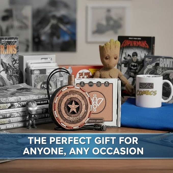 Wood Car Air Freshener — Captain Shield Handmade Unscented DIY Essential Oil Hanging Diffuser with Felt Insert — Add Your Own Oils — Refillable — Car/Truck/SUV — Cardboard Box