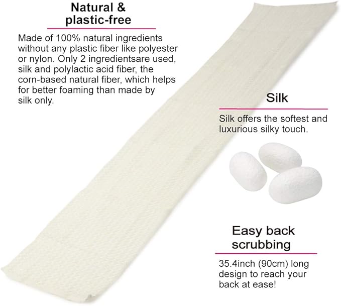 Exfoliating Washcloth [Made in Japan] Shower Back Scrubber, Natural Loofah