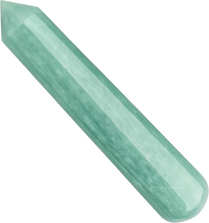 Amazing Gemstone Amazonite Crystal Wand Massage Stick - Pelvic Wand Gua Sha for Adults - Crystals and Healing Stones Massage Wands for Adults Gifts (Pointed)