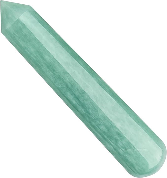 Amazing Gemstone Amazonite Crystal Wand Massage Stick - Pelvic Wand Gua Sha for Adults - Crystals and Healing Stones Massage Wands for Adults Gifts (Pointed)