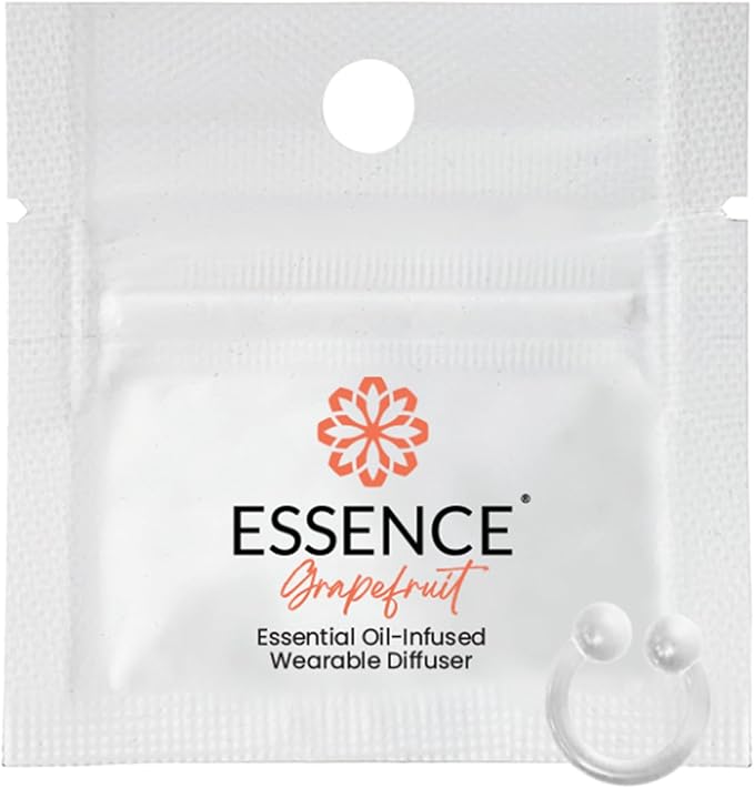 Essence Wearable Aromatherapy Nasal Diffuser – Grapefruit Essential Oil Nose Ring Silicone Inhaler for Stress & Mood Support - Made in USA & Travel-Friendly