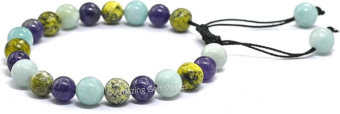 Natural Healing Crystal Bracelet for Women - Mens Bracelet Energy Balancing Gemstones Set - Adjustable Stone Bead Bracelet for Men and Women - Chakra Crystal Therapy Accessory, Meditation