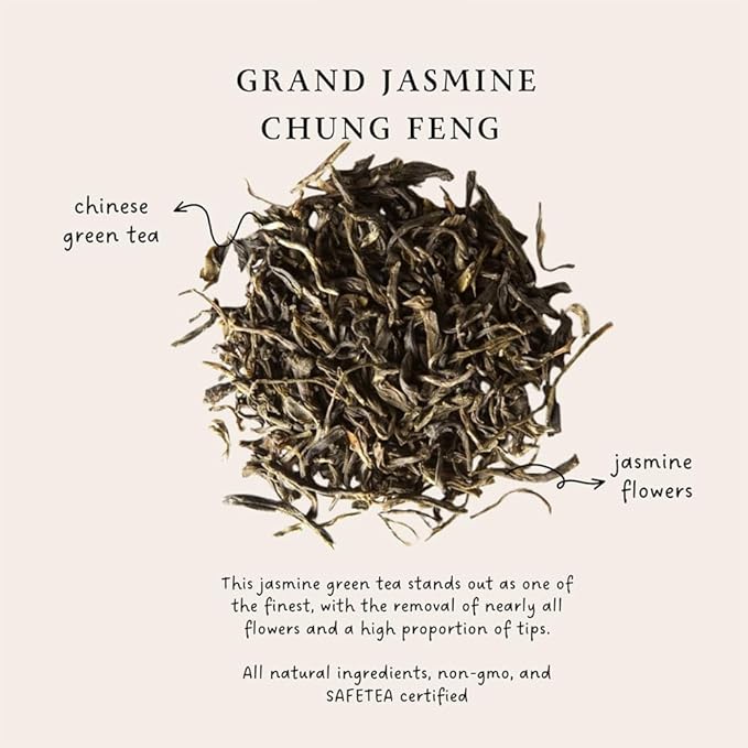 Palais des Thés - Grand Jasmine Chun Feng - Jasmine Green Tea - Premium Tea Bags, Serves 20 Cups