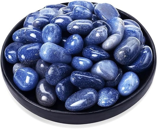 Blue Aventurine Healing Crystal Stone Set - 24 Pieces, 0.6" Natural & Polished Stones for Healing, Meditation, Reiki, Chakra, Crafting & Decoration