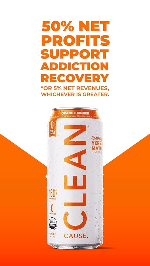 NEW CLEAN Cause Zero Sugar Strawberry Lemonade Yerba Mate Tea Sparkling, USDA Organic Energy Drink Alternative, Zero Calorie, 160mg Natural Caffeine, Soda Alternative (16oz cans, 12-Pack Case)